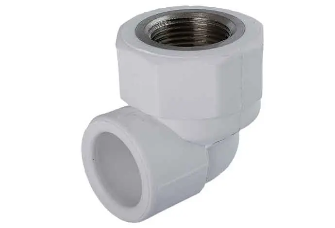 [855341337] زانو یکسر بوشن فلزی سفید "25mmx3/4 - (  99010223014  ) 