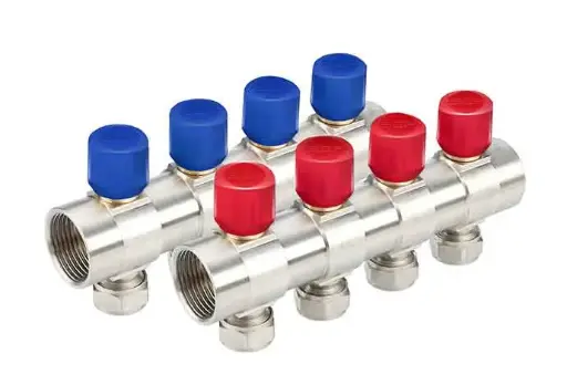 [855312210] نیو کلکتور کوپلی همراه با شیر تنظیم( آبی و قرمز) (10b) 1"x16mm