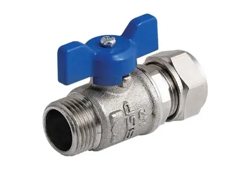 [861641136] شیر یکسر روپیچ کوپلی دسته پروانه ای  32mmX 1 ( آبی و قرمز) - (  99020235012  ) 